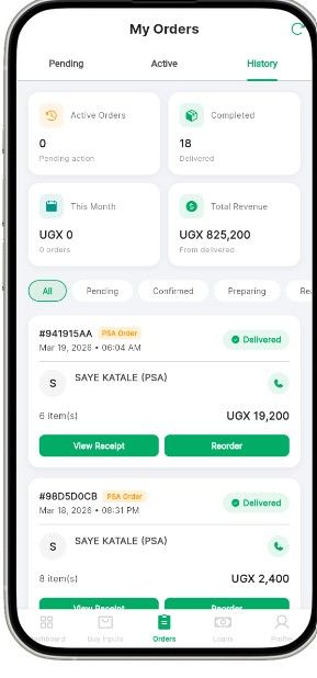 SAYE Katale seller orders showing revenue and completed deliveries